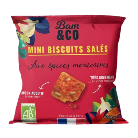 BAMCEM - MINI CRACKERS ÉPICES MEXICAINES (vegan et sans gluten)